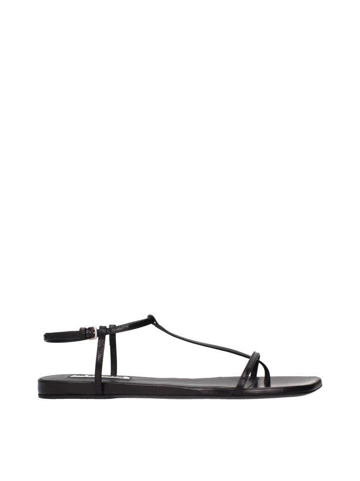 Schwarz Leder Flip-Flop Sandalen