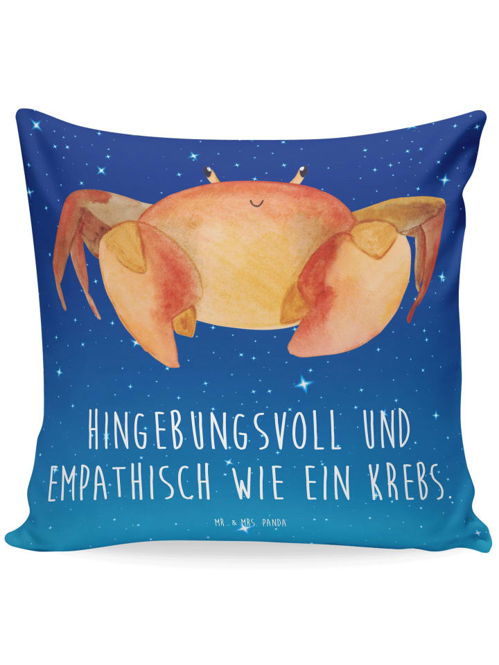 Kissen Sternzeichen Krebs mit Spruch in Sternenhimmel Blau