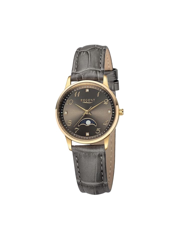 Armbanduhr-Analog braun mittel (ca. 31,5mm) Regent Lederarmband