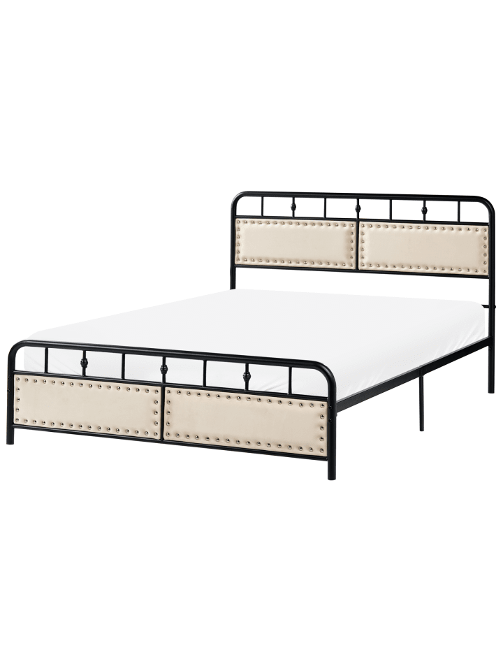 Doppelbett BREUILLET in Schwarz/Beige - (W) 145 x (H) 95 x (L) 207 cm
