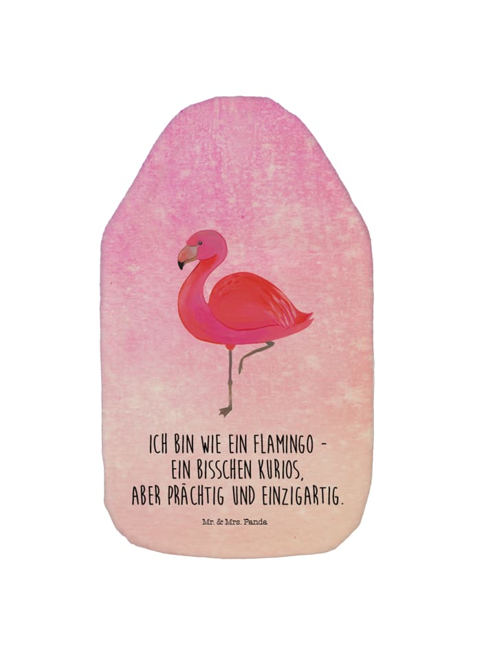 Wärmflasche Flamingo Classic mit Spruch in Aquarell Pink