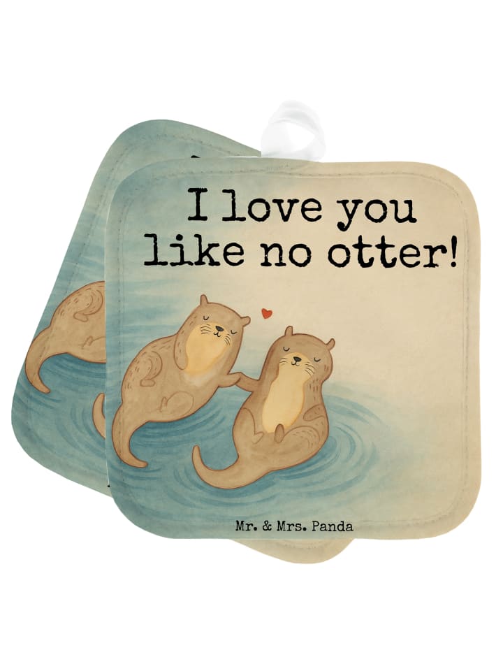 Topfhalter Otter Hände halten Design mit Spruch in Weiß