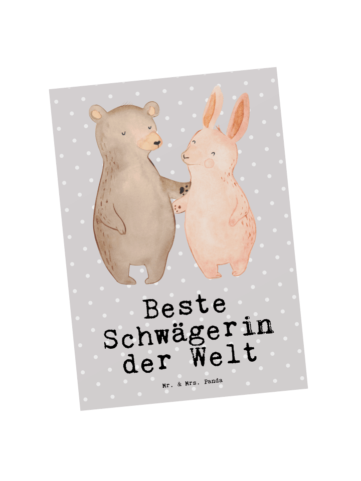 Postkarte Hase Beste Schwägerin der Welt mit Sp... in Grau Pastell