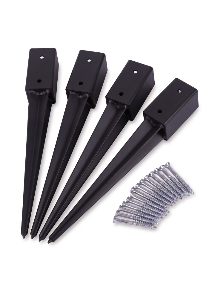 4 x Einschlaghülse in Schwarz - (B)81 x (H)750 x (T)81 mm