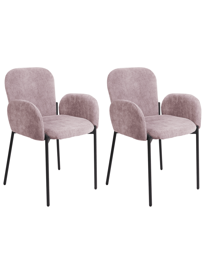 2er-Set Esszimmerstuhl ALBEE in Rosa/Schwarz