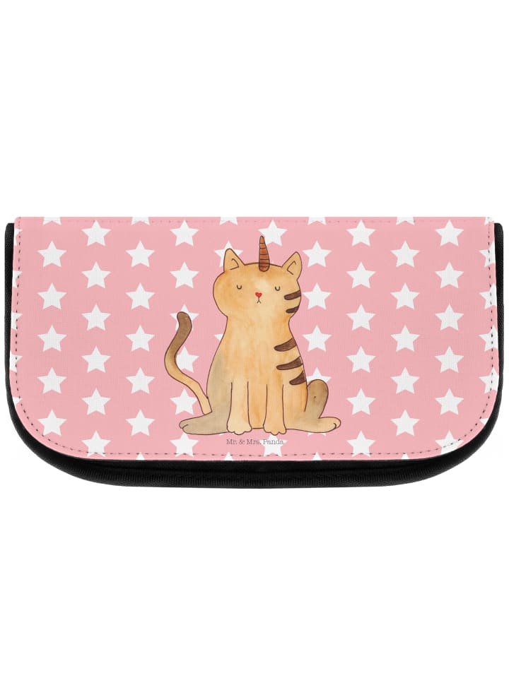 Kosmetiktäschchen Einhorn Katze ohne Spruch in Rot Pastell