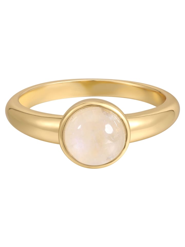Ring aus Sterling Silber mit Mondstein in gelbgold