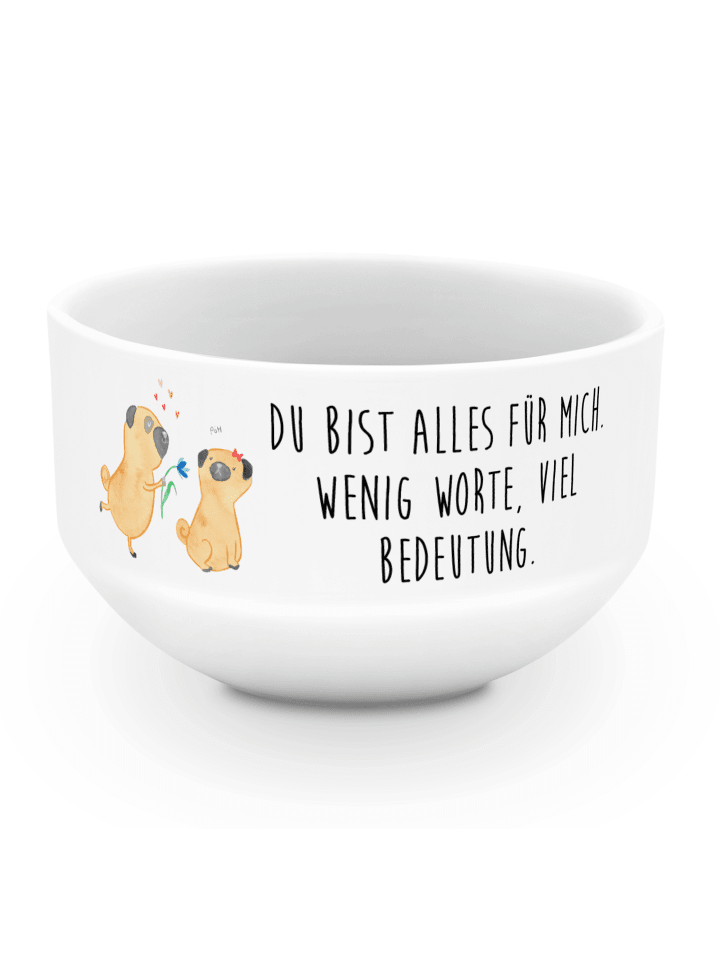 Schale Mops Verliebt mit Spruch in Weiß