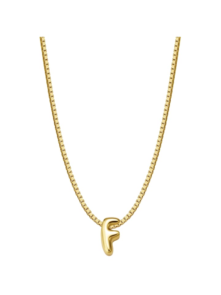 Kette Buchstabe F aus Sterling Silber in gelbgold