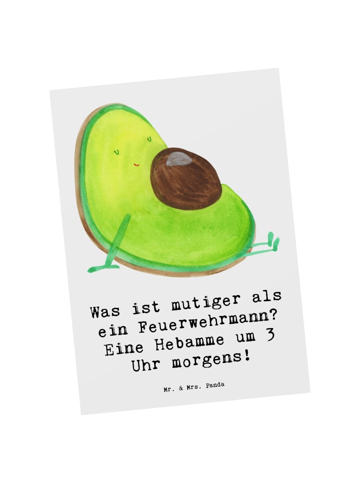 Postkarte Mutige Hebamme mit Spruch in Weiß