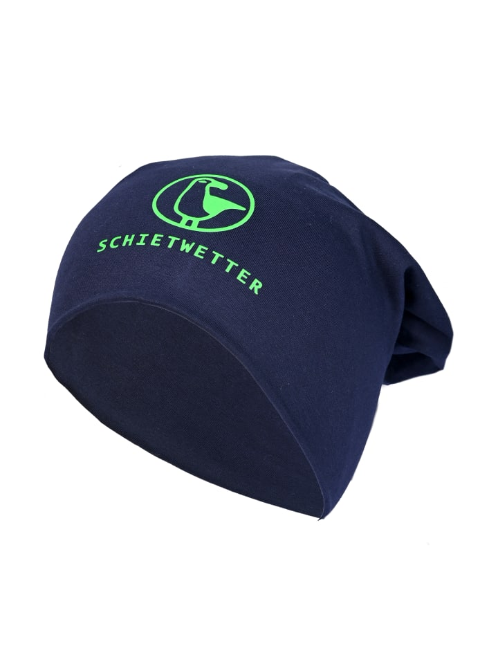 Beanie mit Print Möwe in navy/neon green