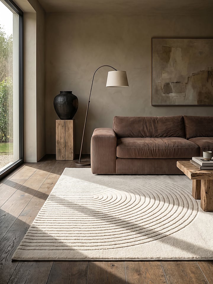 Teppich Kurzflor Geometrisch pflegeleicht Wohnzimmer Schlafzimmer Flur in Creme