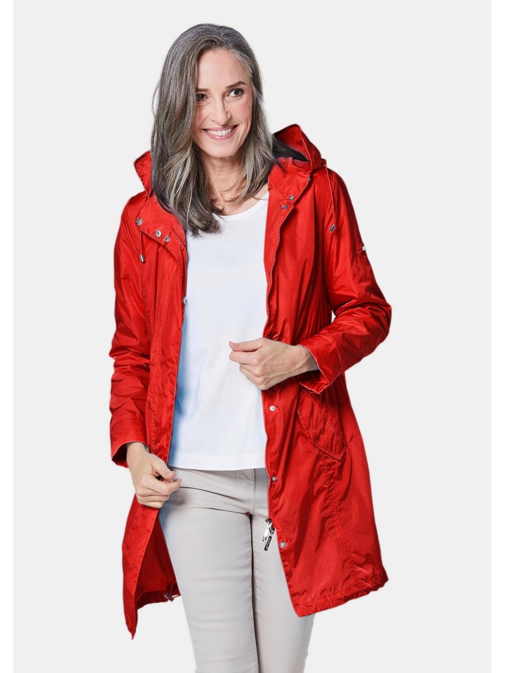 Modischer Regenparka mit Kapuze in rot