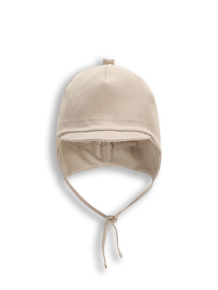Gebundene mütze in beige