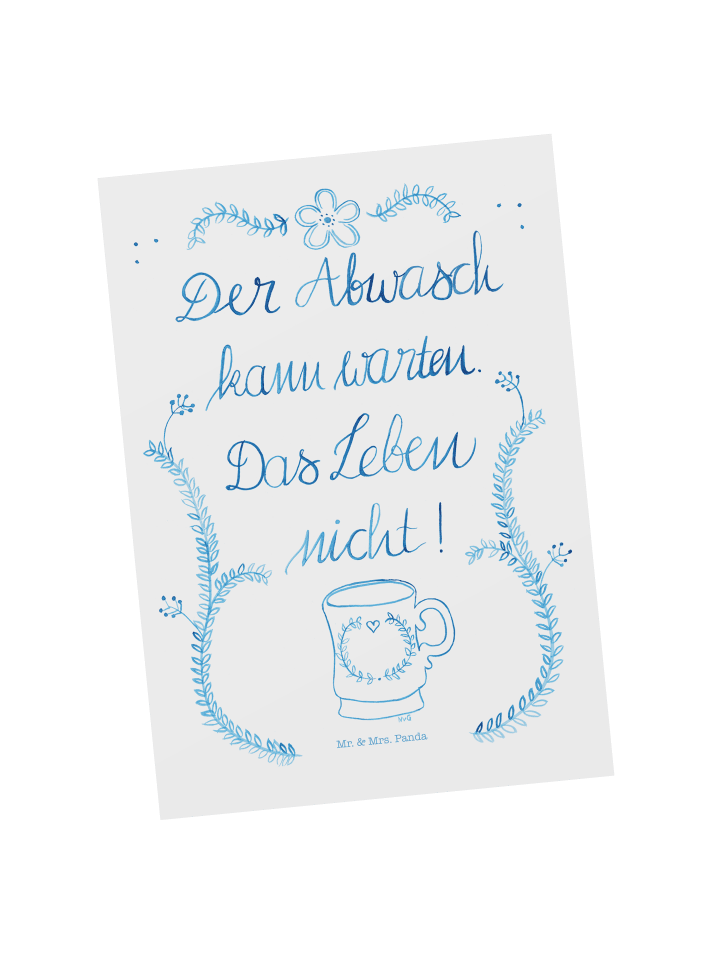 Postkarte Der Abwasch kann warten mit Spruch in Bunt