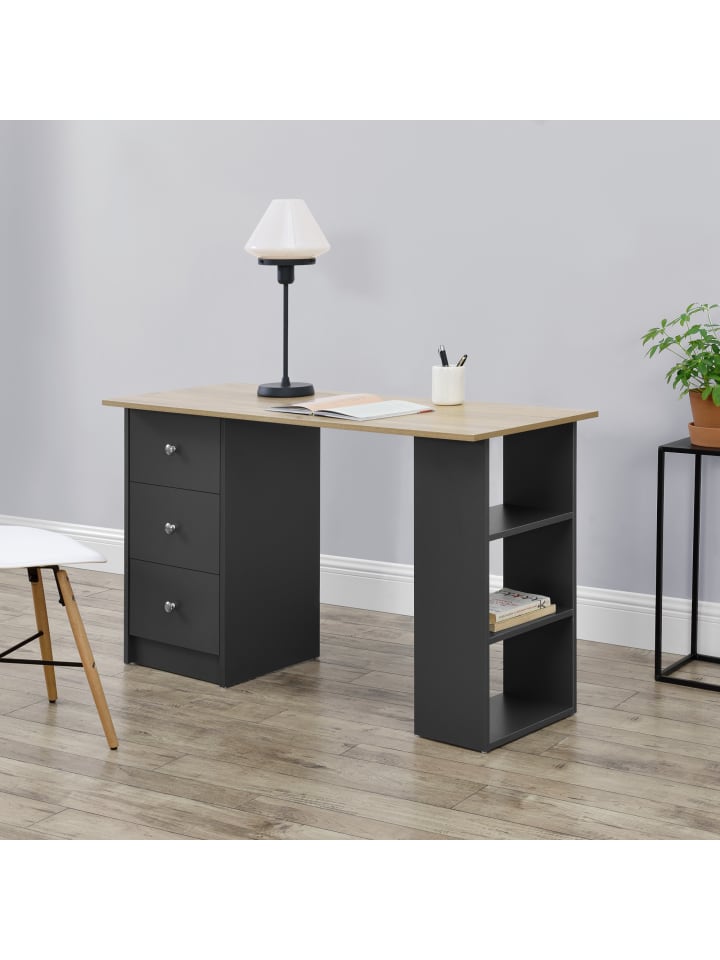 Schreibtisch Lemberg in Braun Grau (H)72cm (B)120cm (T)49cm