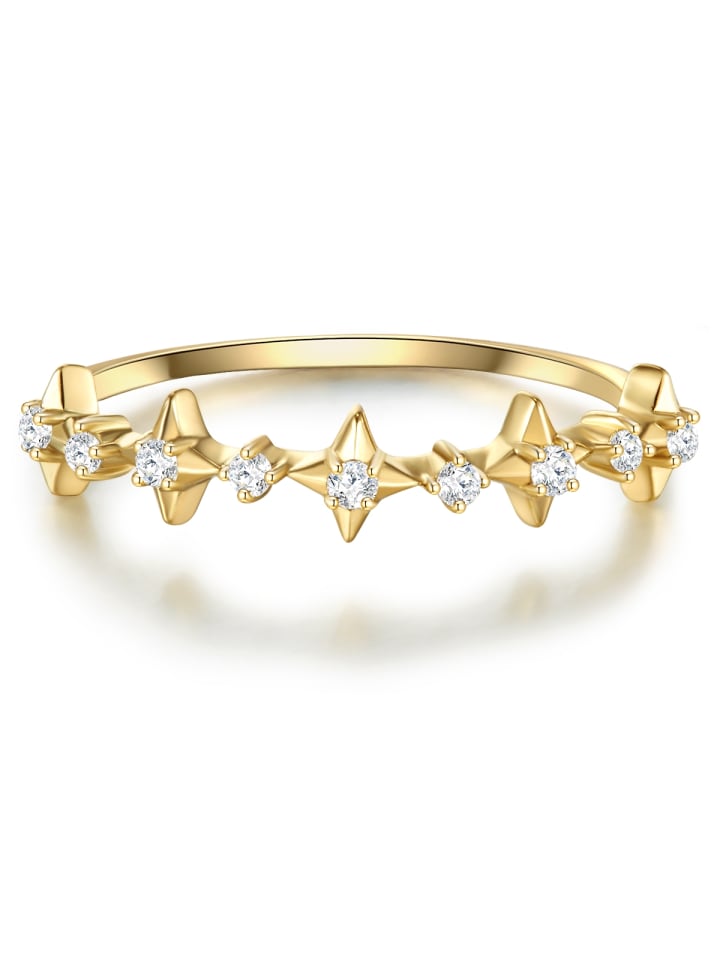 Ring aus Sterling Silber mit Zirkonia in gelbgold