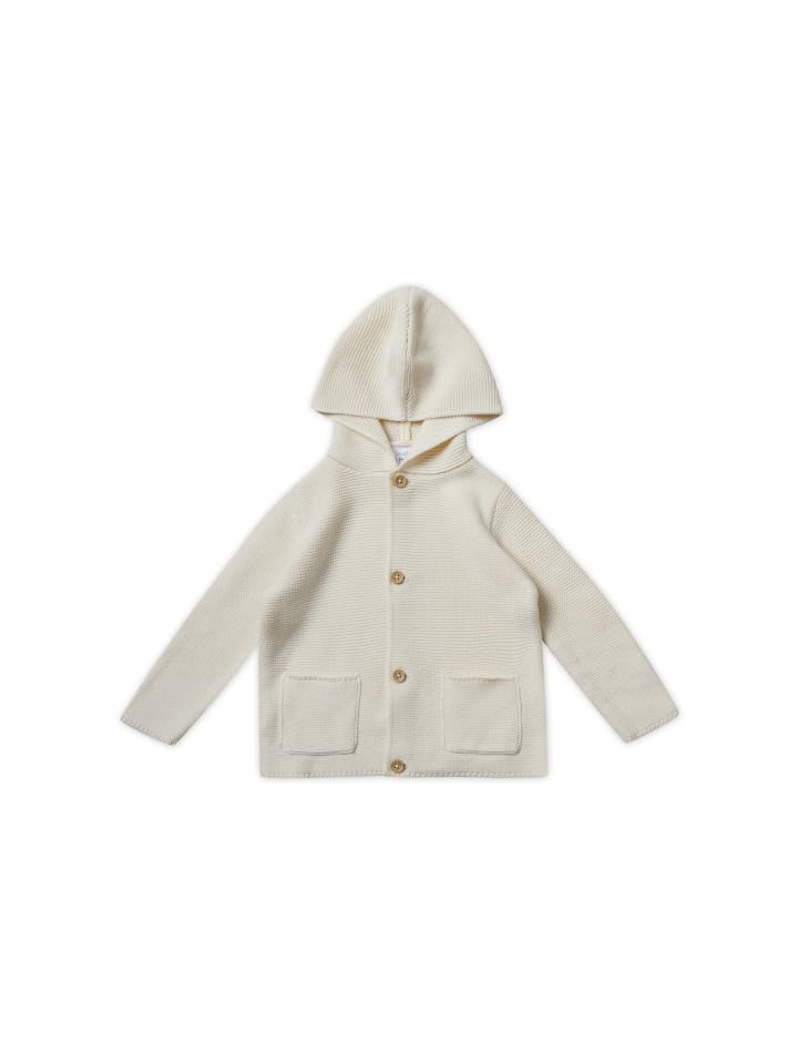Strick-Cardigan mit Kapuze in white