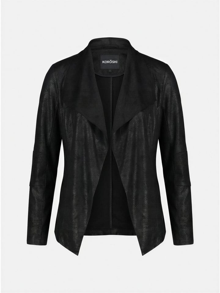 Offene jacke für damen im leder-look. in Schwarz