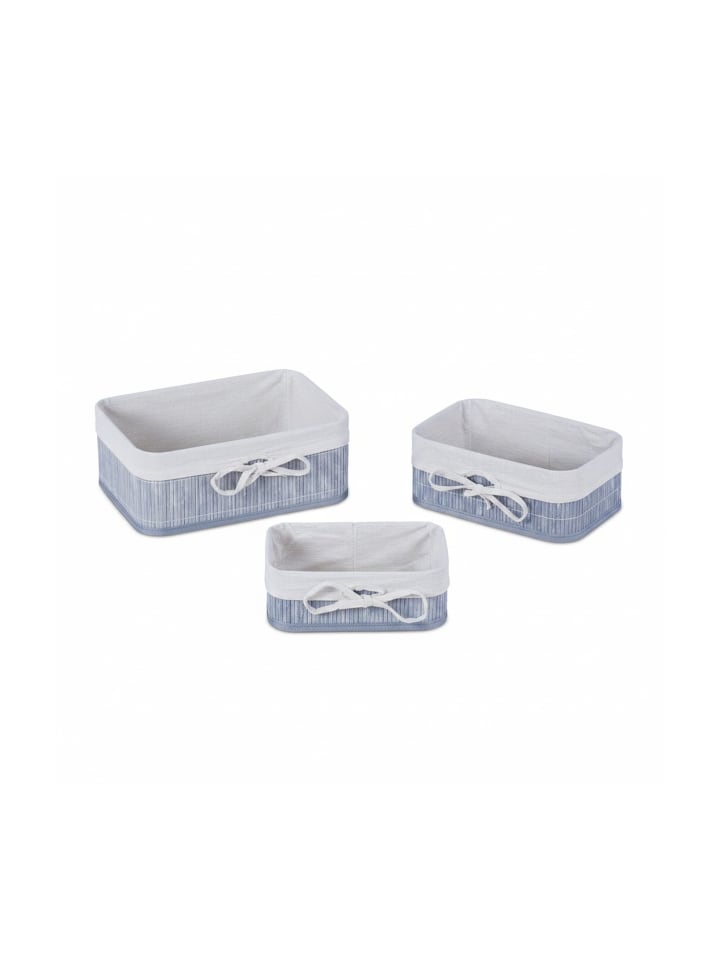 3-tlg. Aufbewahrungskorb Set in Grau/ Creme