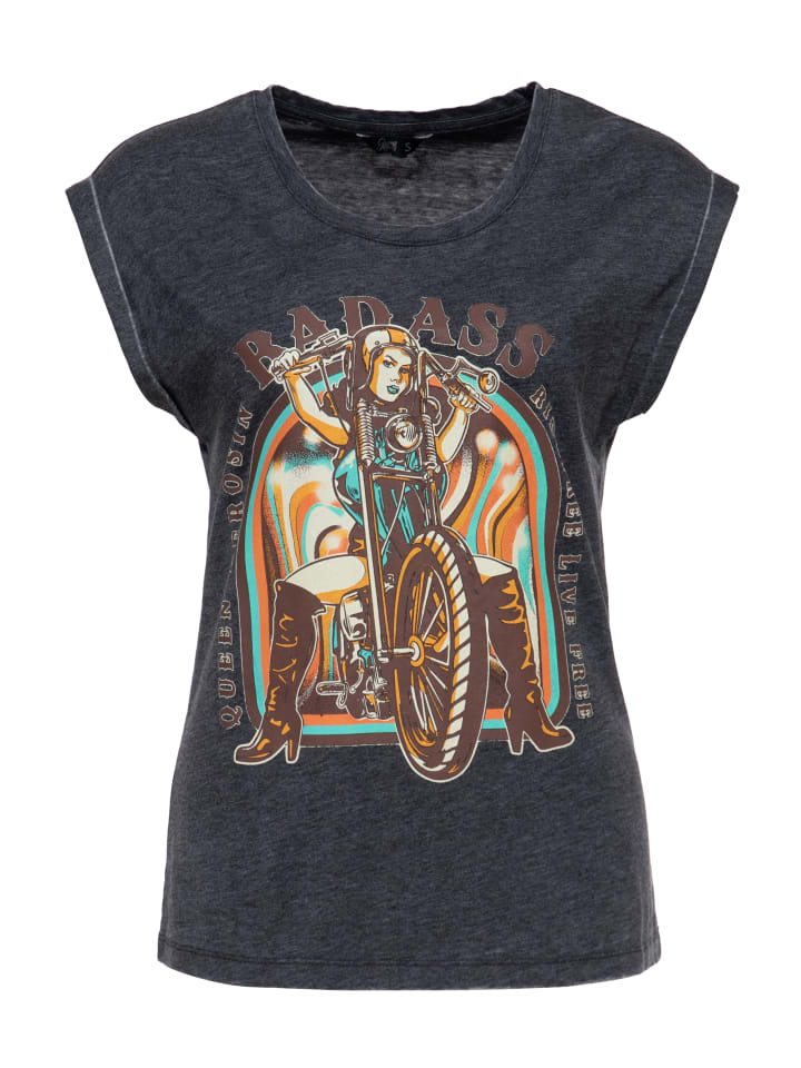 Queen Kerosin T-Shirt Badass in anthrazit