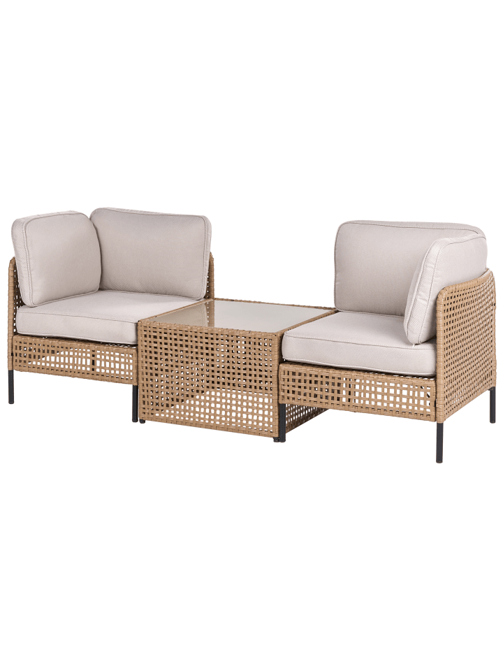 3-tlg Sitzgruppe OMEGANA in Beige/Schwarz