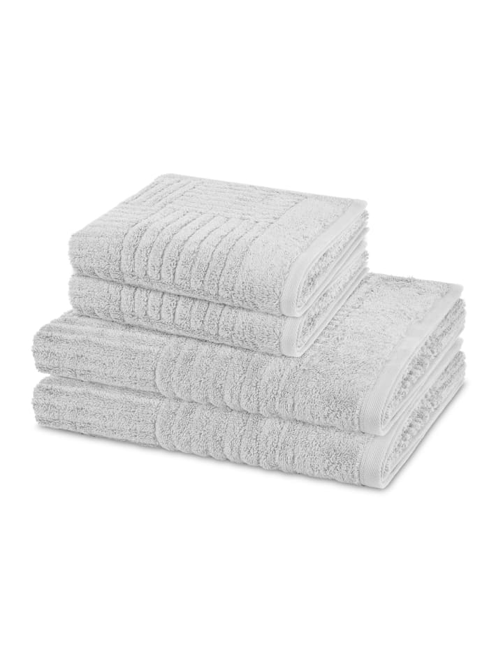 2 X Handtuch 2 X Duschtuch im Set Carre in Kiesel