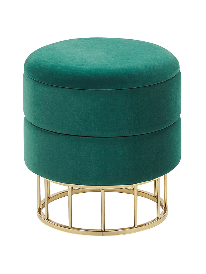Pouf ELGIN in Grün/Gold - (W) 37 x (H) 42 x (L) 37 cm