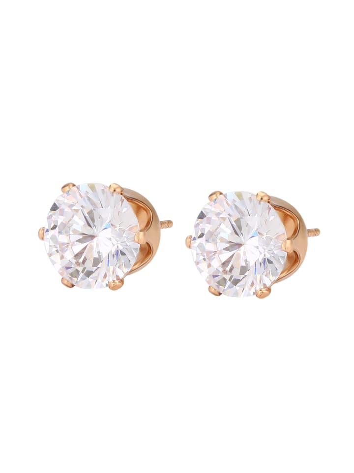 Women Stud Earrings in Rose Gold White