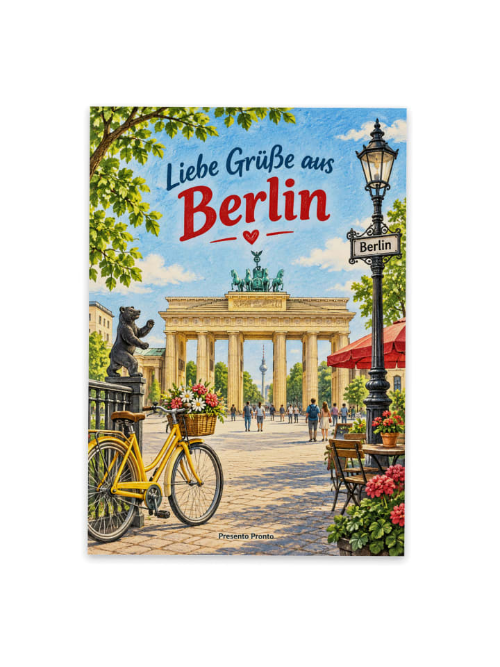 Postkarte Brandenburger Tor verspielt illustrie... in Weiß