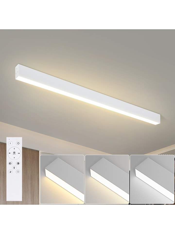 LED Deckenleuchte in weiß 32W Modern Dimmbar L 107CM Lang Bürolampe