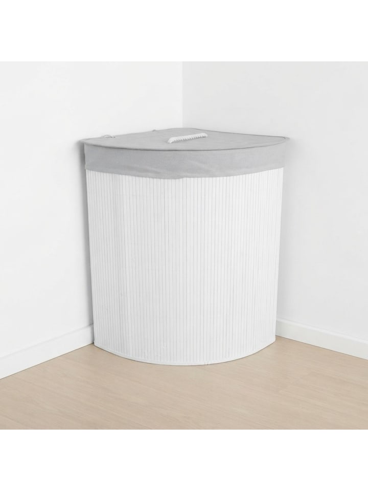 Eckwäschekorb in Weiß - (B)36 x (H)60 x (T)36 cm