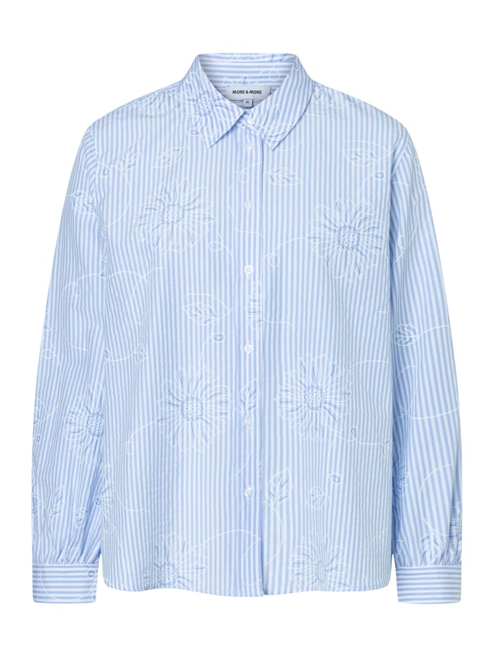feminine Bluse, Streifen u. Blumendessin in stripes fresh skyblue