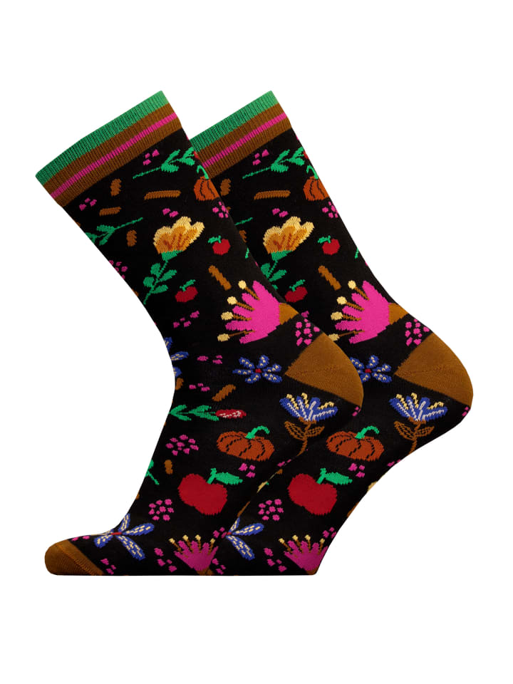 Socken 'AUTUMN GARDEN' 2er Pack in Black