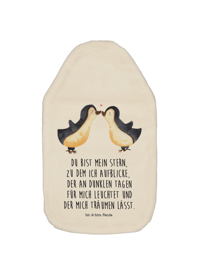 Wärmflasche Pinguin Liebe mit Spruch in Weiß