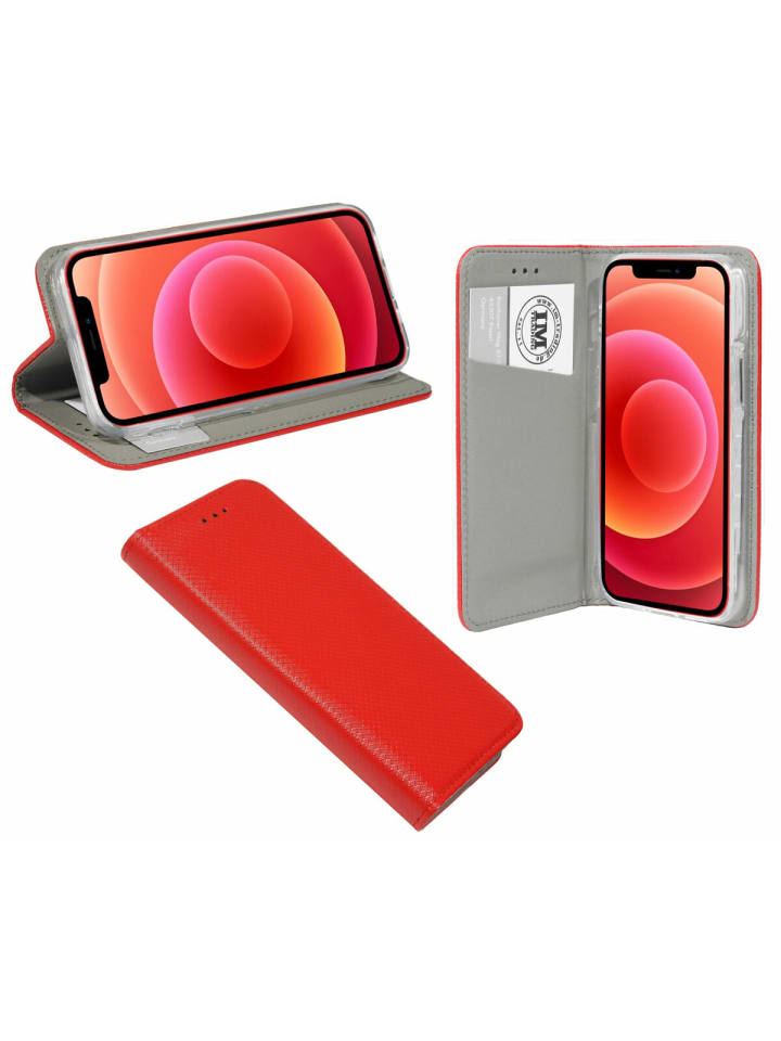 Smart Magnet Tasche Hülle Flip Cover kompatibel mit iPhone 16 Pro Rot in Rot