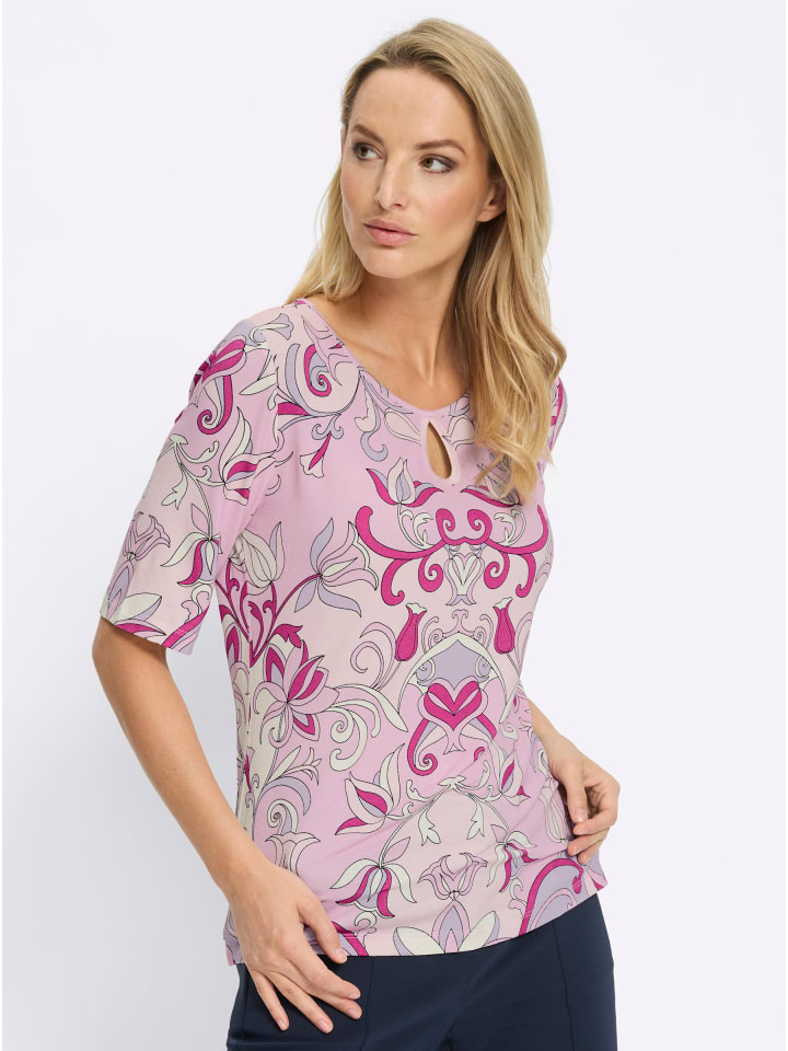 Druck-Shirt in rosé-hellrosé-bedruckt