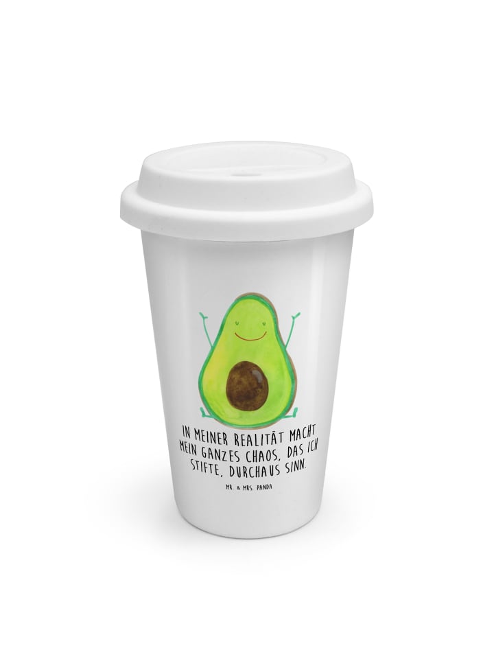 Tumbler Avocado Glücklich mit Spruch in Weiß