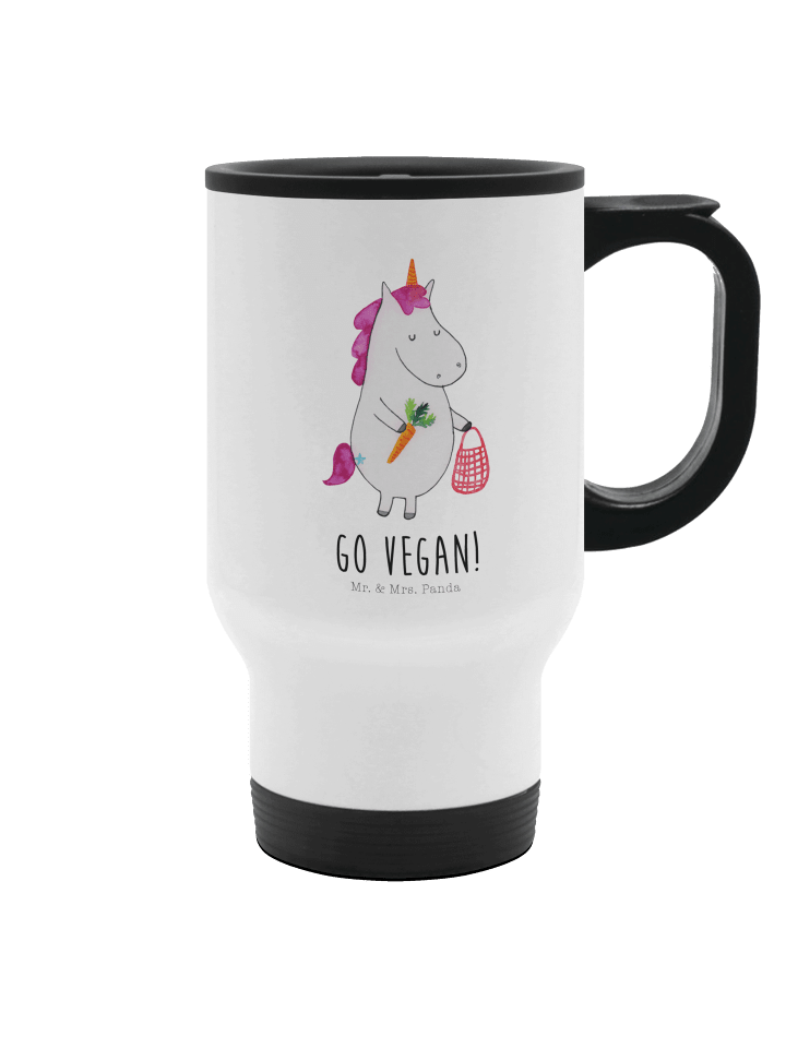 Kaffeebecher Einhorn Vegan mit Spruch in Weiß