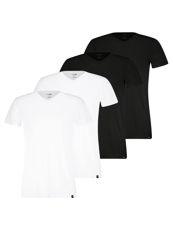 T-Shirt 4er Pack in Schwarz/Weiß