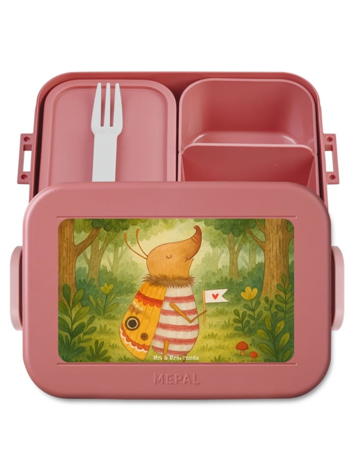 Bentobox Nachtfalter Fähnchen Design ohne Spruch in Rot Pastell