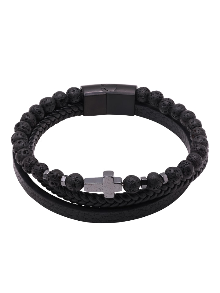 Lederarmband Herren Glenn schwarz farben in schwarz
