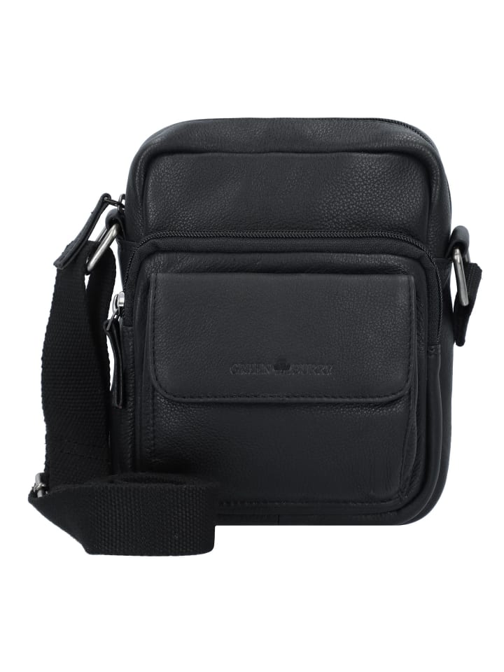 Vintage Umhängetasche Leder 18 cm black