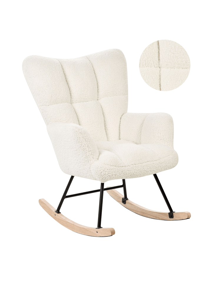Schaukelsessel OULU in Weiß/Schwarz/Braun - (W) 71 x (H) 104 x (L) 83 cm