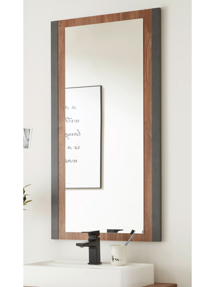 Badspiegel Eiche Stirling, Matera grau, Badmöbel Wandspiegel 54 x 108 cm