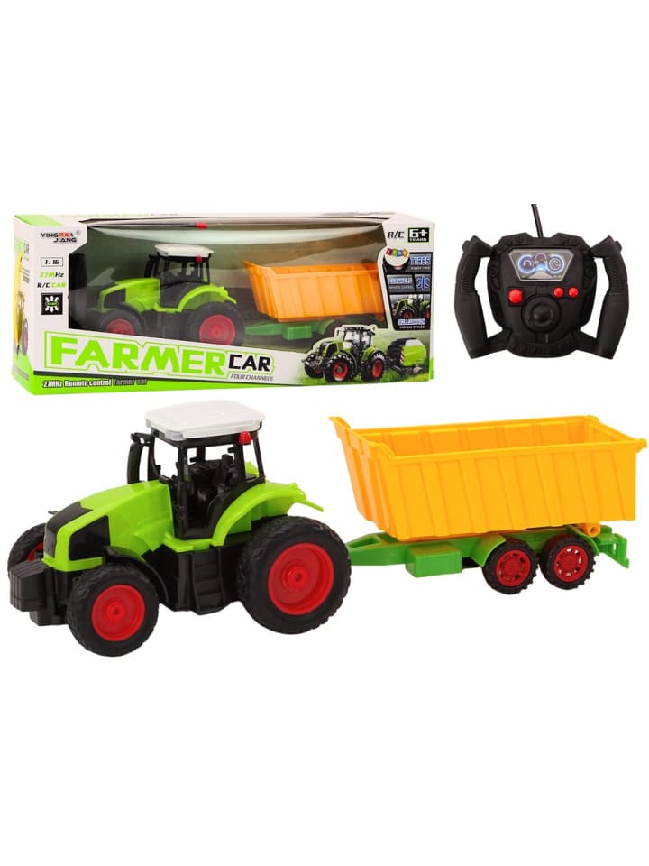 Ferngesteuerter Traktor mit Anhänger RC 1:16, grüne Fernbedienung