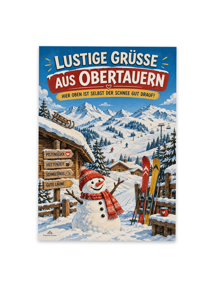 Grußkarte Berglandschaft humorvoll Design mit S... in Weiß