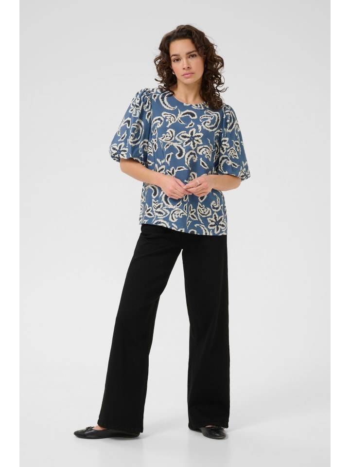 Langarm-Bluse KAdahlia Tight fit in Bering Sea/White Paisley
