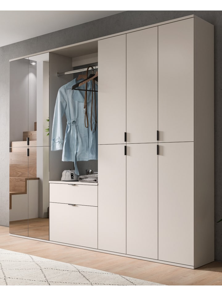 Garderobe Set in kaschmir 213 cm, Garderobenschränke mit Spiegel