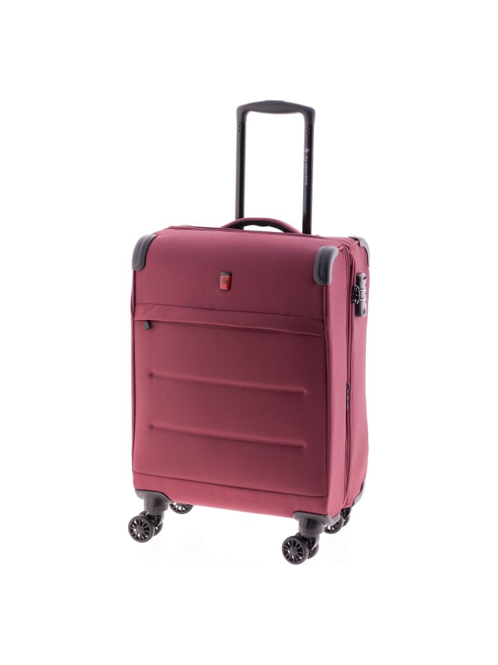 4700 4 Rollen Kabinentrolley 55 cm mit Dehnfalte red